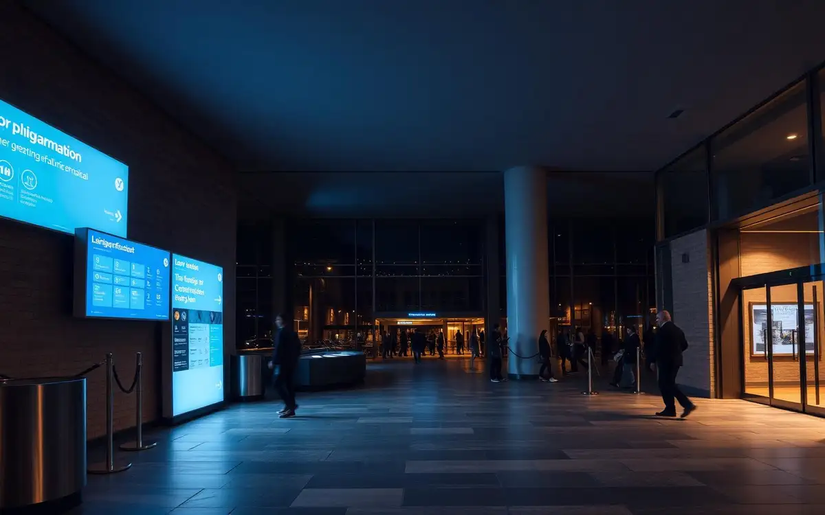 Municipal lobby with digital wayfinding
