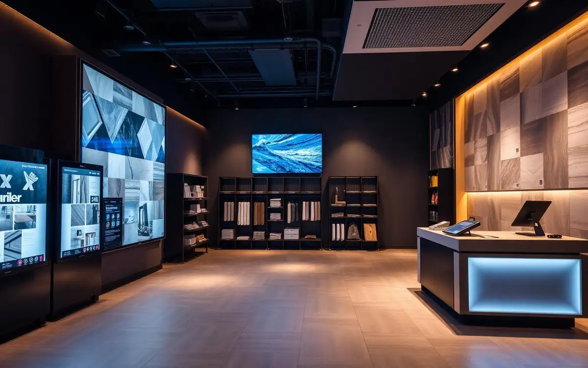 Showroom with screens and smart POS