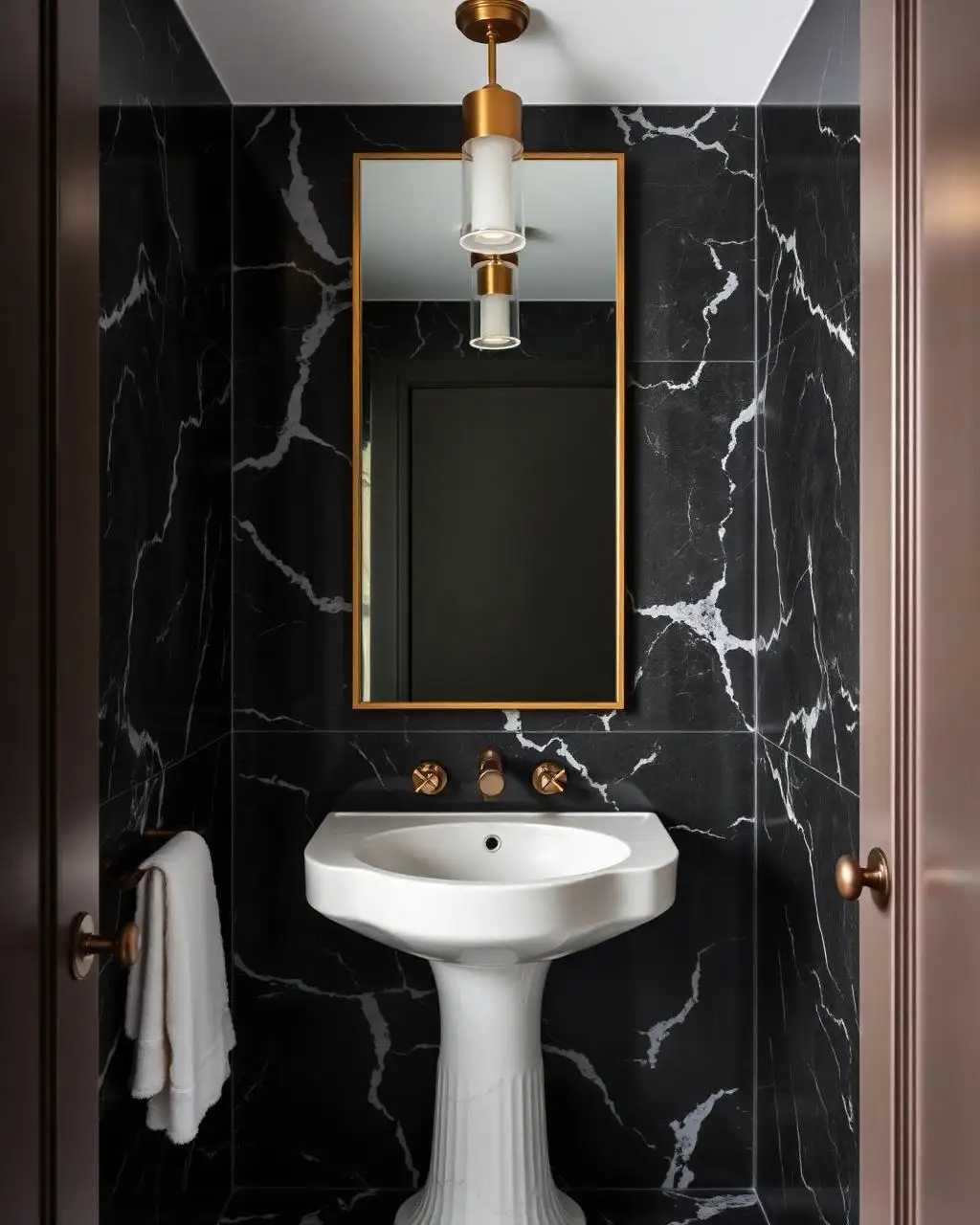 Bathroom vanity furniture, countertop basin and backlit mirror in a finished bathroom
