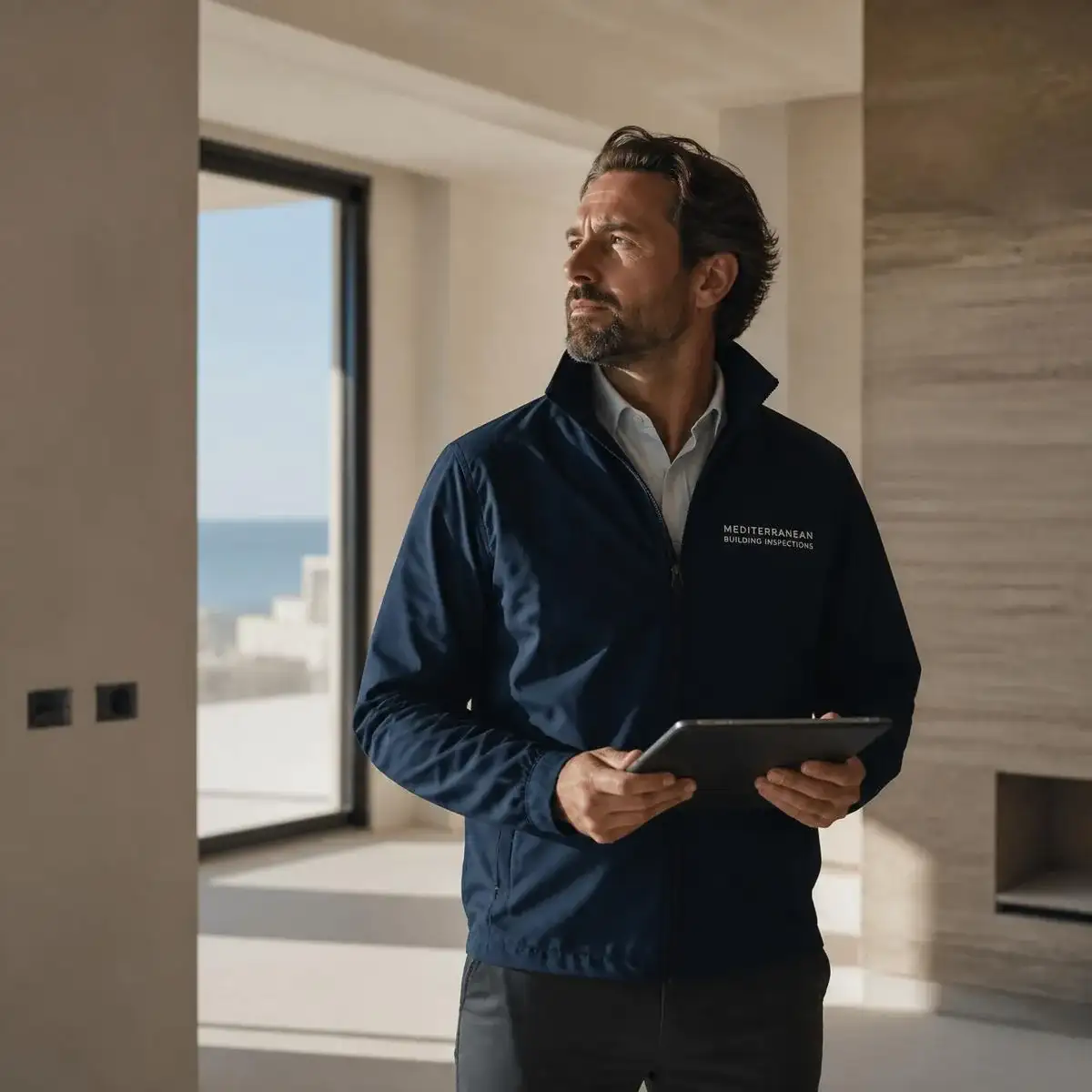 Engineer inspecting construction works on a residential site