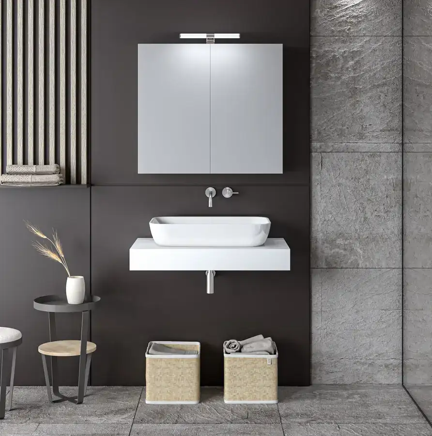 Έπιπλο μπάνιου MartinBath Stone — ΚΟΝΤΡΑ ΠΛΑΚΕ ΘΑΛΑΣΣΗΣ (plywood), 70 και 80 cm