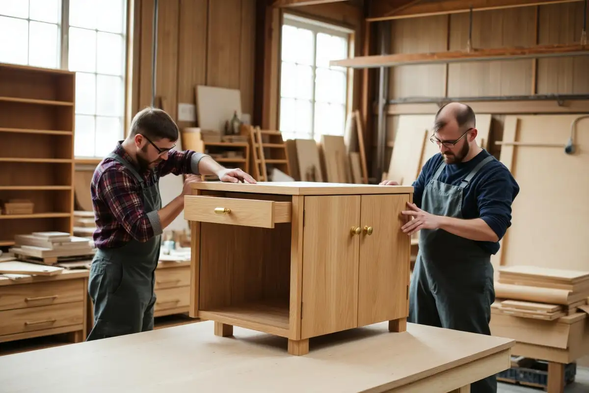 Furniture components in production at a contract manufacturer