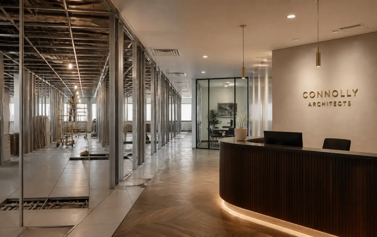 Office fit-out works on site