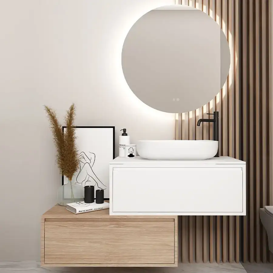 Έπιπλο μπάνιου Orabella Drawer asymmetrical 60 — μελαμίνη με PVC στις ακμές, 100 cm