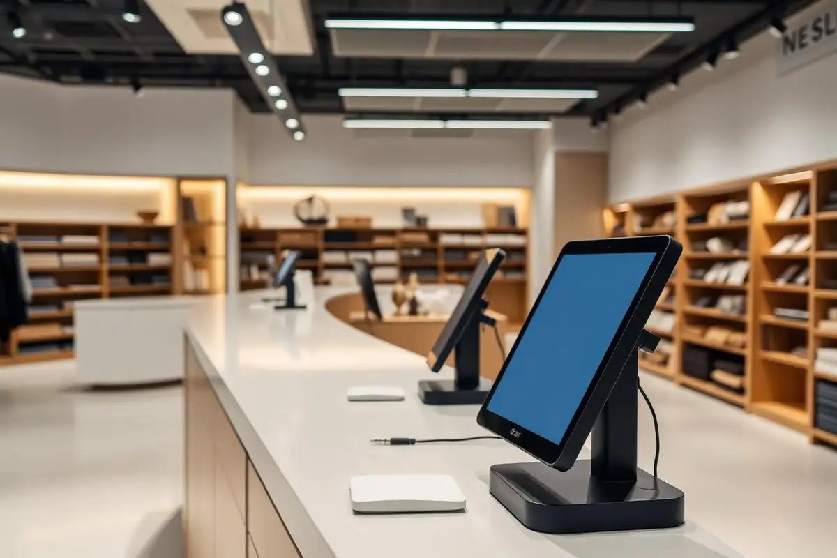 Cash desk and POS area in a store