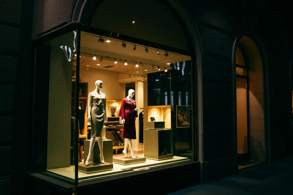 Fitting rooms and service zone