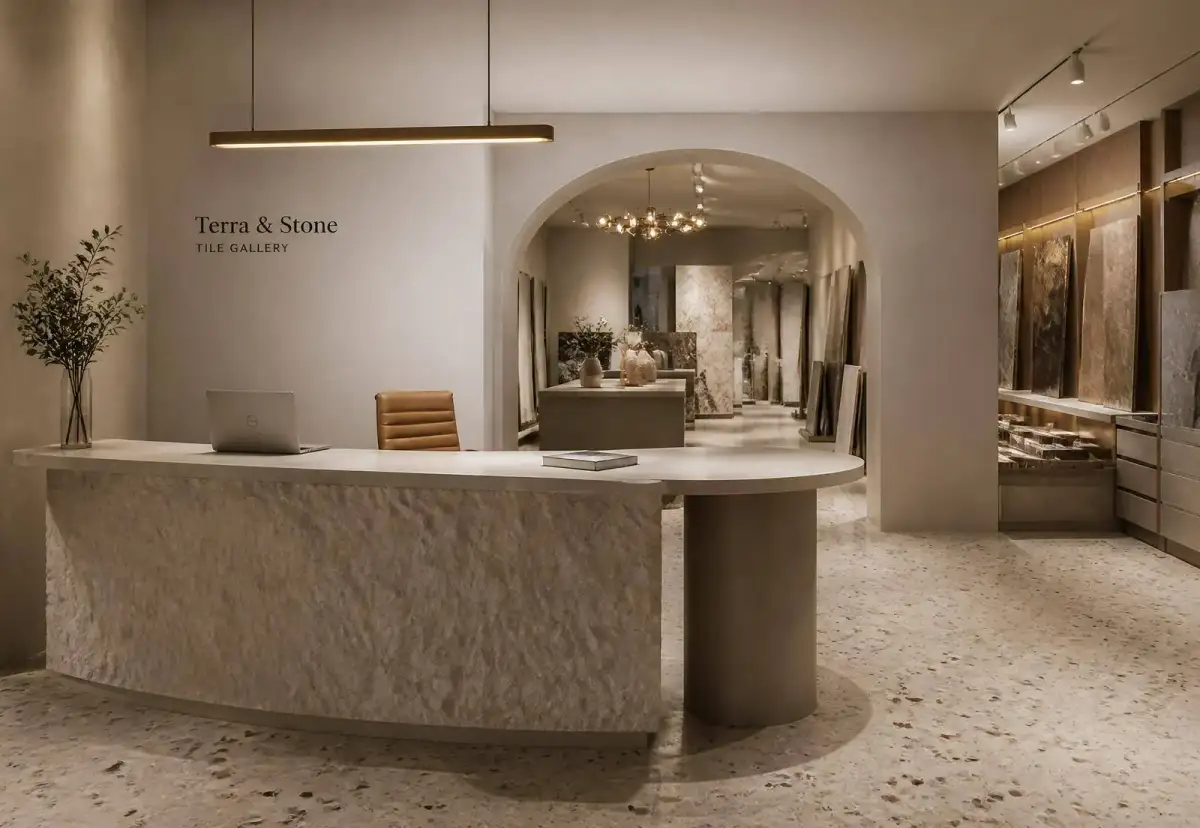 Specification desk with material palettes