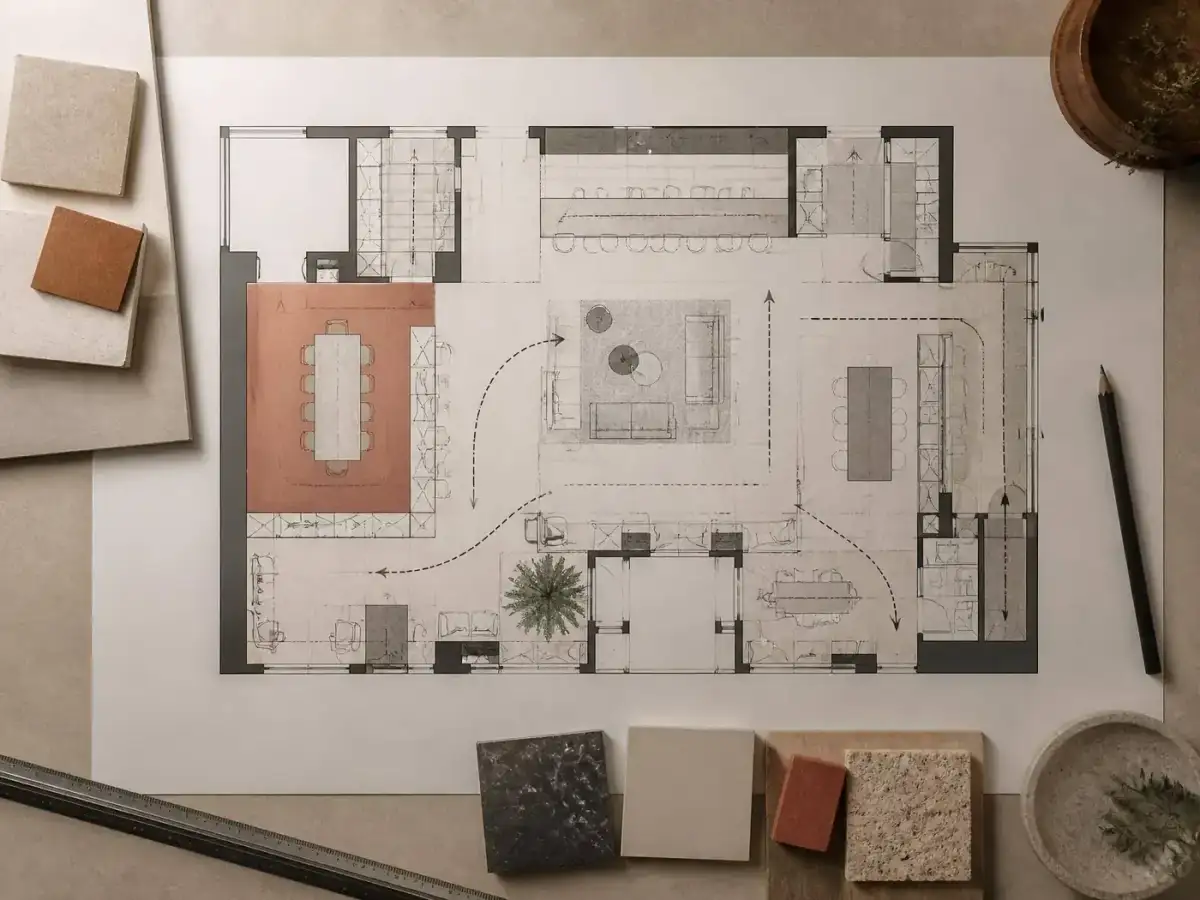 Showroom material planning table